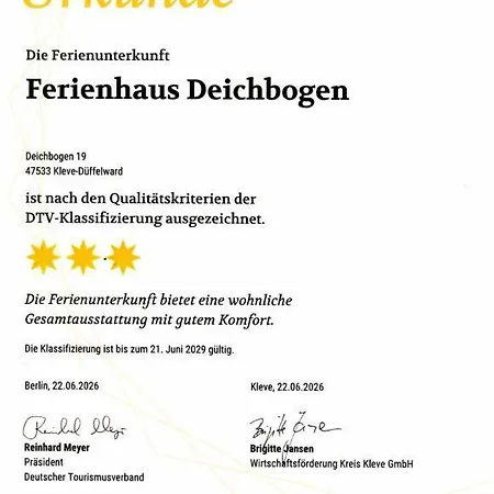 Hasenkath Deichbogen, Mit 3 Sternen Vom Dtv Feriehus